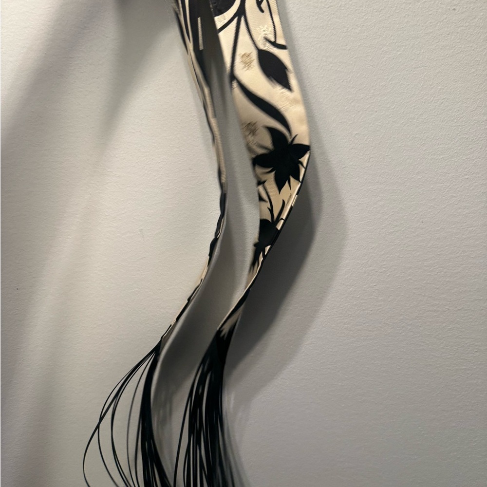 Hermes Fringe Twilly in Black and Cream (2025)